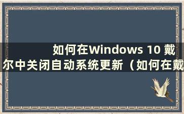 如何在Windows 10 戴尔中关闭自动系统更新（如何在戴尔计算机上的Windows 中关闭自动更新）